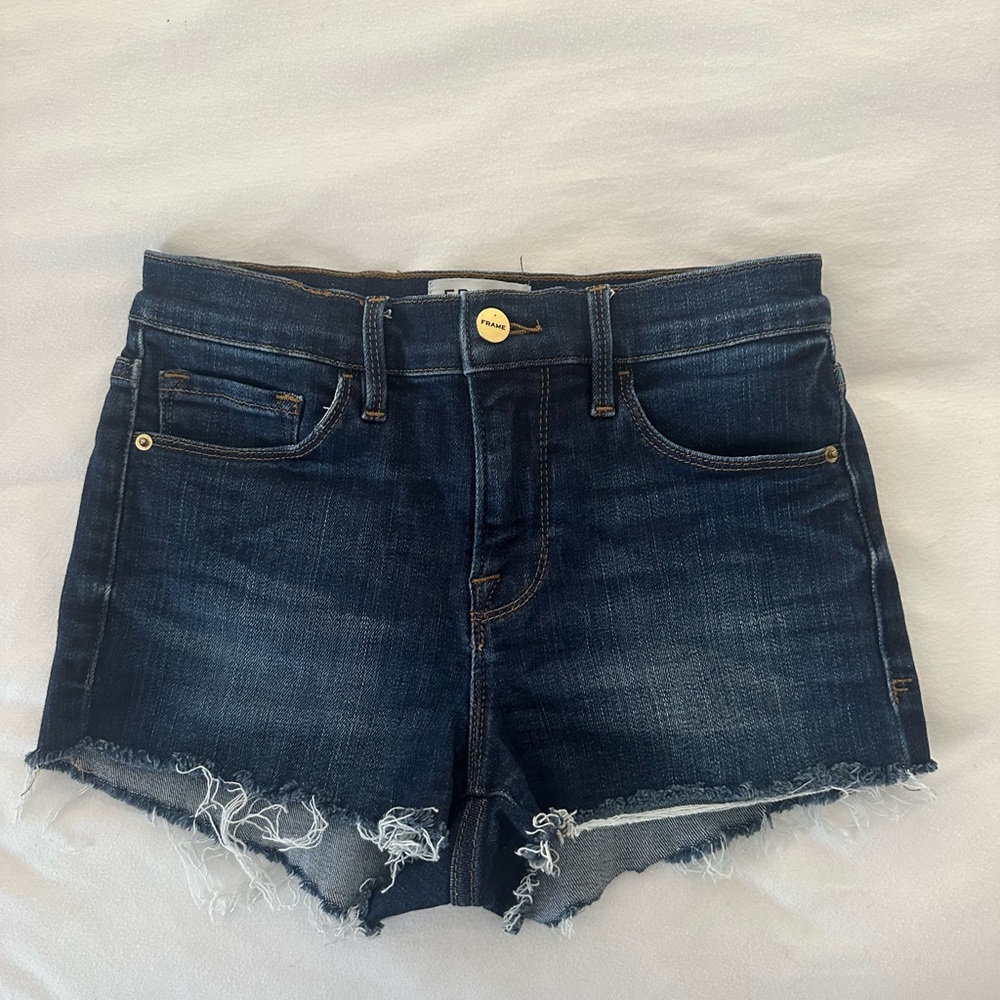 Dark wash Frame denim shorts